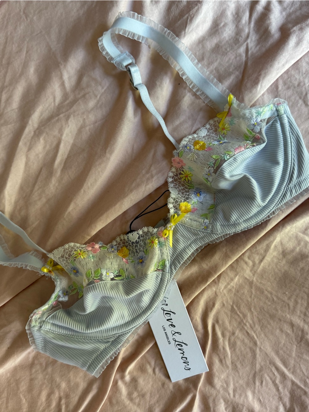 For love and lemons Paloma girly embroidered bra size small NWT
